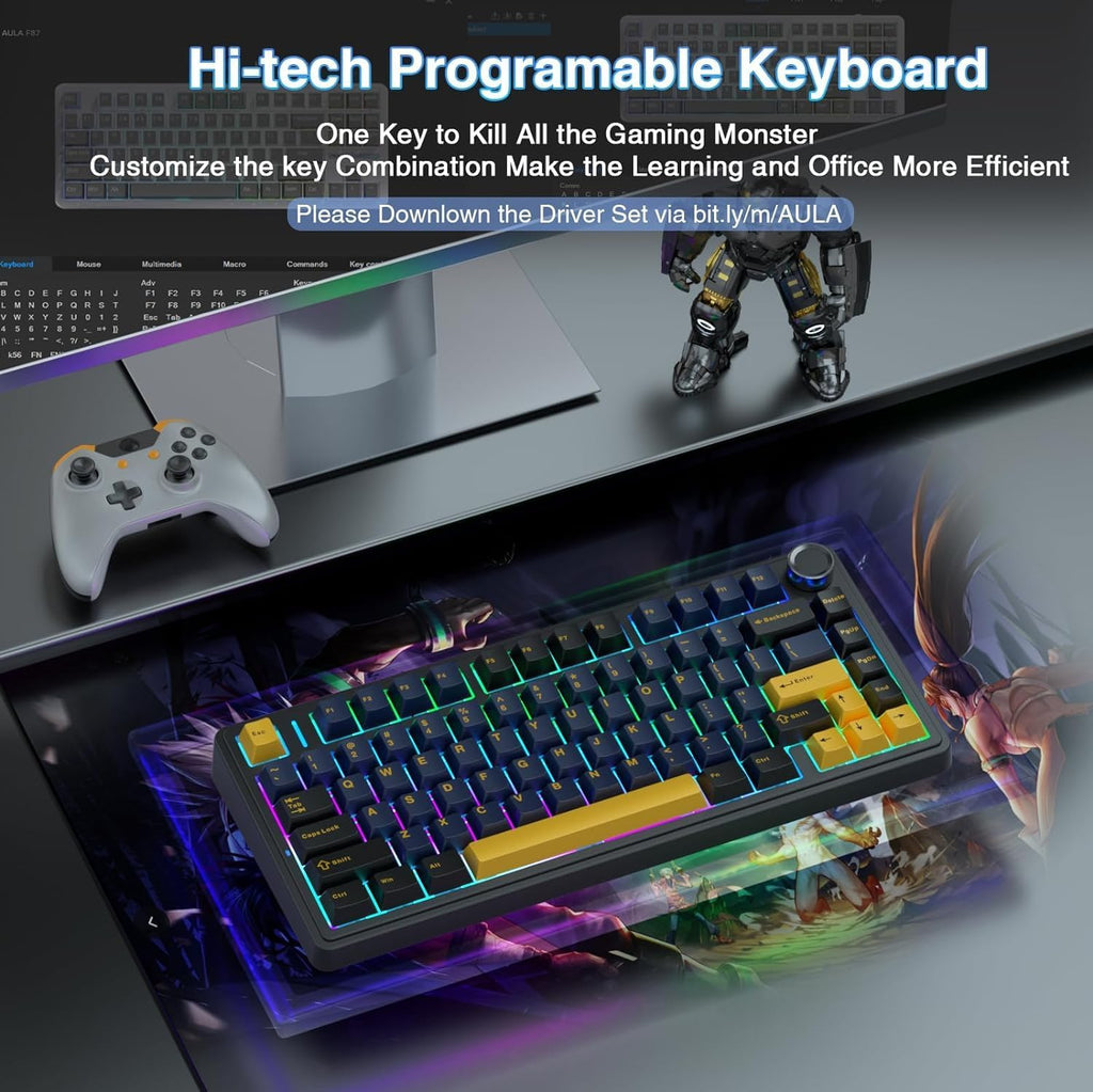 AULA F75 THUNDER BLACK GRAYWOOD SWITCH MECHANICAL GAMING KEYBOARD – TechCure India