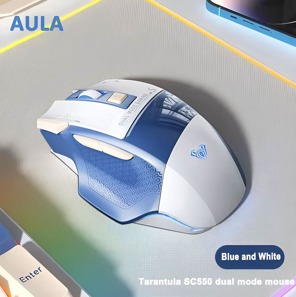 AULA SC550 WIRELESS & WIRED GAMING MOUSE (BLUE) – TechCure India