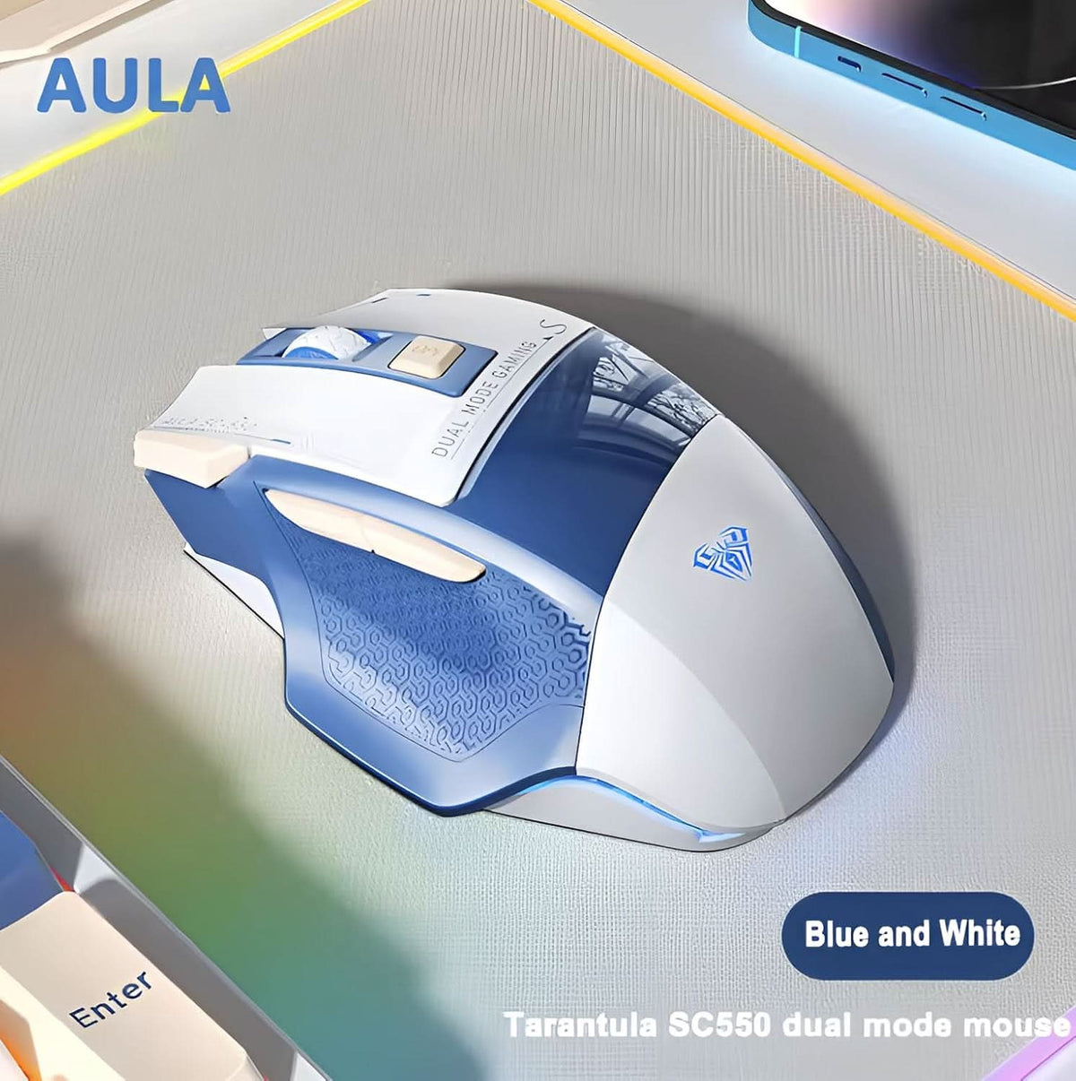 AULA SC550 WIRELESS & WIRED GAMING MOUSE (BLUE) – TechCure India
