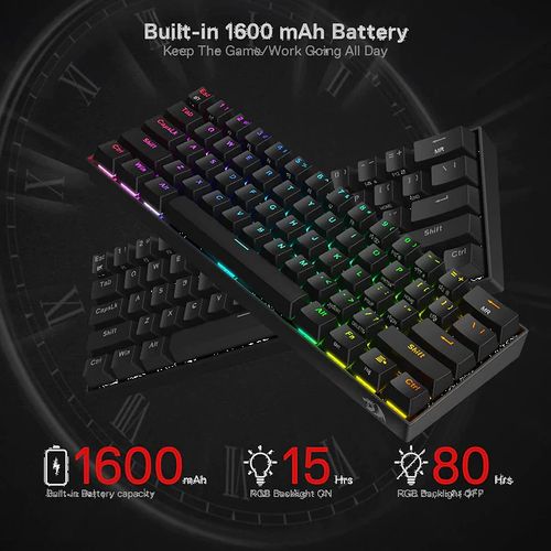 REDRAGON K530 Pro Draconic 60% Mechanical Wireless Gaming Keyboard ( Black ) ( Red Switch ) - 4