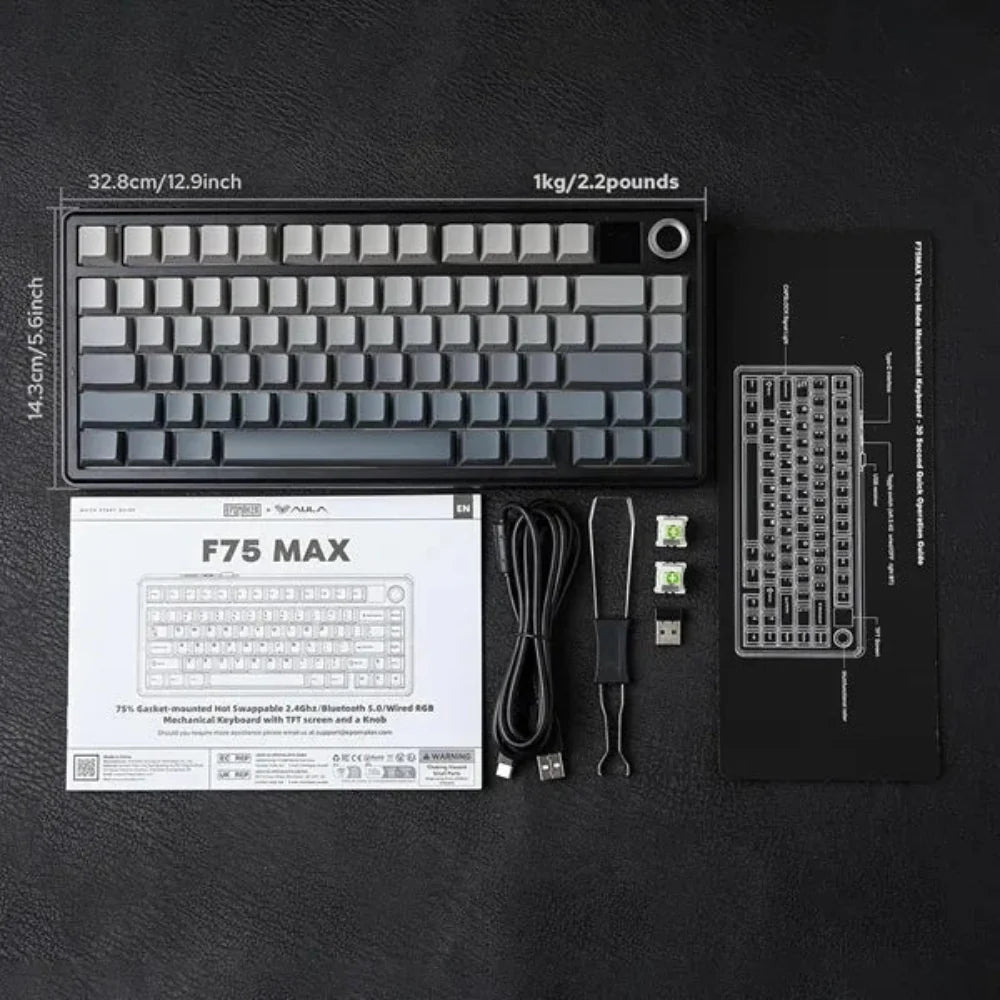 AULA F75 MAX 75% RGB Mechanical Wireless Gaming Keyboard ( Gradient Gray ) ( F75MaxGrR) ( Reaper Switch ) - 4