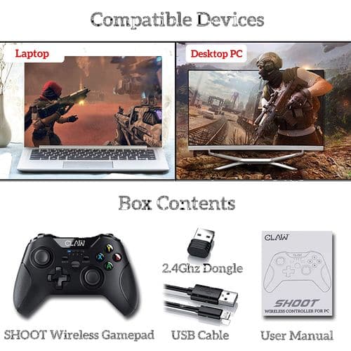 CLAW Shoot Wireless Gamepad Controller for PC (2.4Ghz + USB) – TechCure India