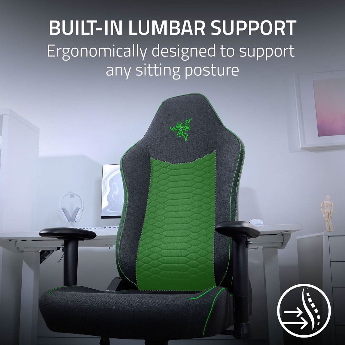 RAZER ISKUR V2 X - GAMING CHAIR BLACK FABRIC - RZ38-05310100-R3UA – TechCure India