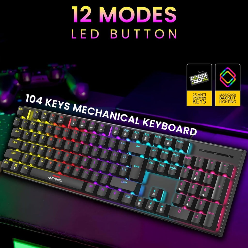 ANT ESPORTS THUNDER 30 WIRED MECHANICAL GAMING KEYBOARD MOUSE COMBO – TechCure India
