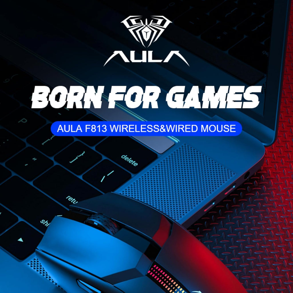 AULA F813 WIRED AND WIRELESS RGB GAMING MOUSE BLACK – TechCure India