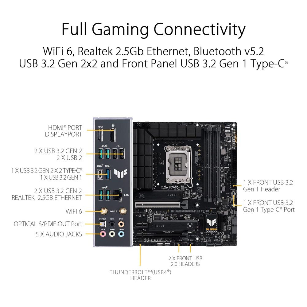 ASUS TUF Gaming B760M-E DDR4 Intel Motherboard - 2