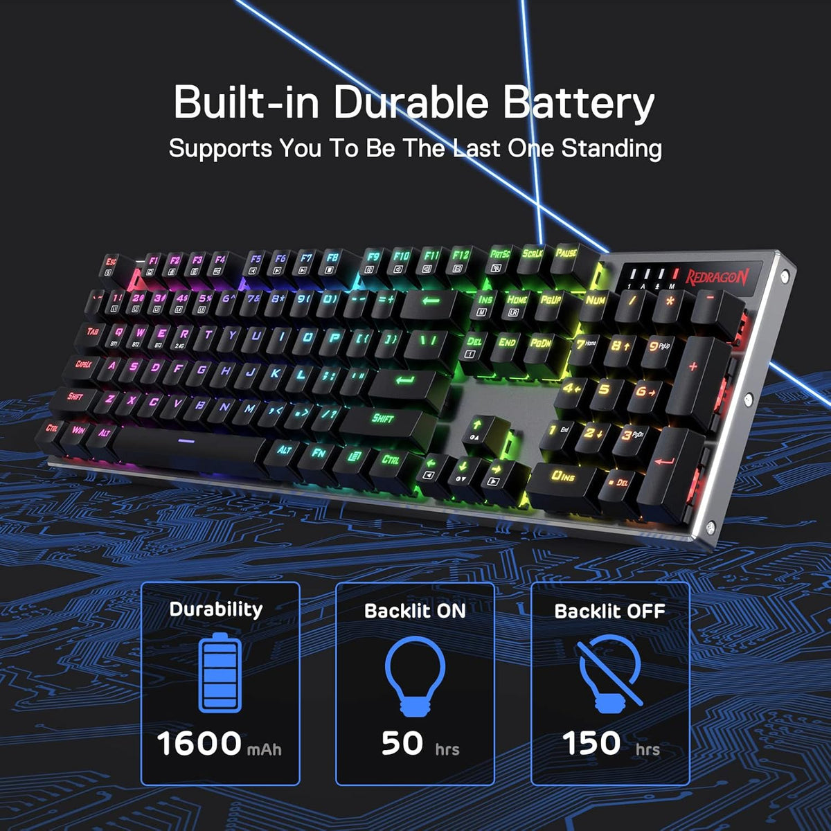 REDRAGON K556 DHARMA PRO (WIRED/WIRELESS/BT) RED SWITCH WIRELESS RGB KEYBOARD BLACK – TechCure India