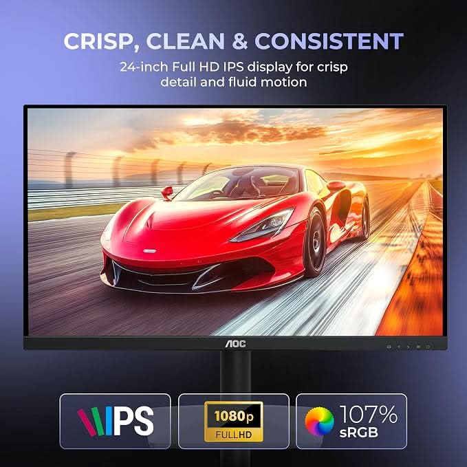 AOC 24B15H3 24 Inch Full HD IPS Monitor VESA Mount Black – TechCure India