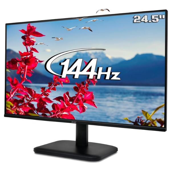 Acer EK251Q P6 24.5 Inch Full HD IPS LED Monitor | 144Hz Refresh Rate | 1ms VRB | AMD FreeSync | ZeroFrame Design | sRGB 99% | Flicker-Less & BlueLightShield | HDMI & VGA | Tilt Adjustable, Black – TechCure India