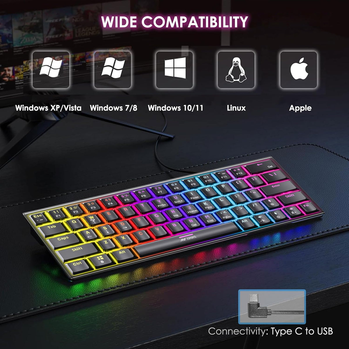 ANT ESPORTS MK1200 MINI 60% RGB MECHANICAL GAMING KEYBOARD – TechCure India