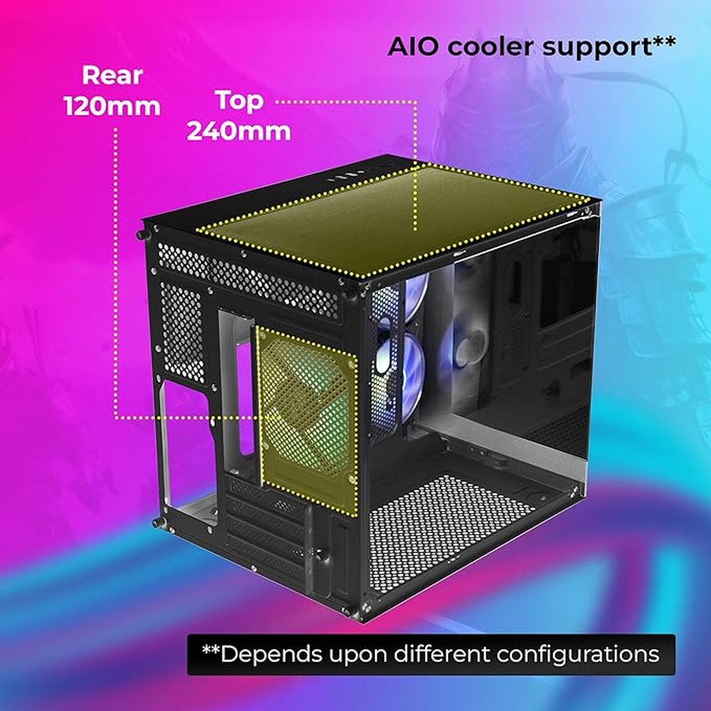 ZEBRONICS Argo Cube TG ARGB Mid Tower Cabinet (Black) - 2