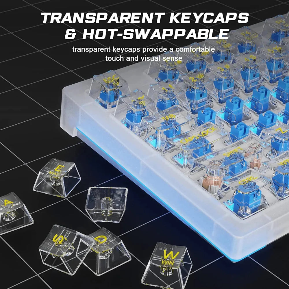 AULA F2183 TKL RGB Wireless Bluetooth Mechanical Gaming Keyboard ( White ) ( Clicky Blue Switch ) (‎F2183) - 4