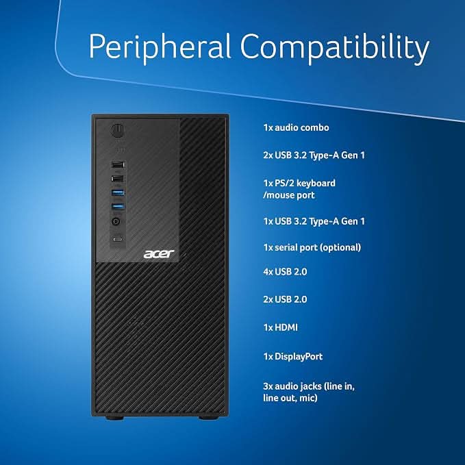 Acer Veriton Desktop, 12th Gen, Intel Core i3 12100 Processor, Intel UHD Graphics 730, 8 GB DDR4, 512 GB, Windows 11 Home, Black, 15.7L, M200-H610 – TechCure India
