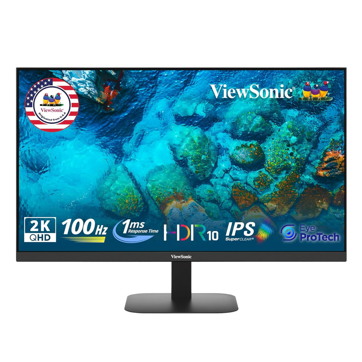 VIEWSONIC VA2708-2K-MHD 27-INCH (68.58CM) 2K QHD SUPERCLEAR IPS MONITOR, HDR10, 100HZ, 1MS, 16.7M COLORS, SRGB 111%, DUAL SPEAKERS, DUAL HDMI 2.0, DP, EYE PROTECH+, SLIM DESIGN – TechCure India
