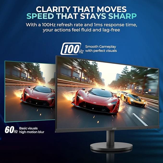 AOC 27 IPS, QHD 2560 x 1440, 100 Hz, 250 cd/m², 4 ms, HDMI 2.0 x 1, DP 1.2 x1, NTSC 99% / sRGB 120% – TechCure India