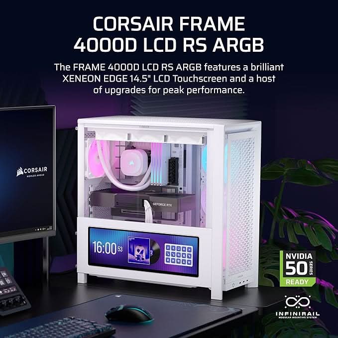 Corsair Chassis Frame 4000D LCD RS ARGB Premium Mid-Tower PC Case without PSU White - CC-9011327-WW – TechCure India