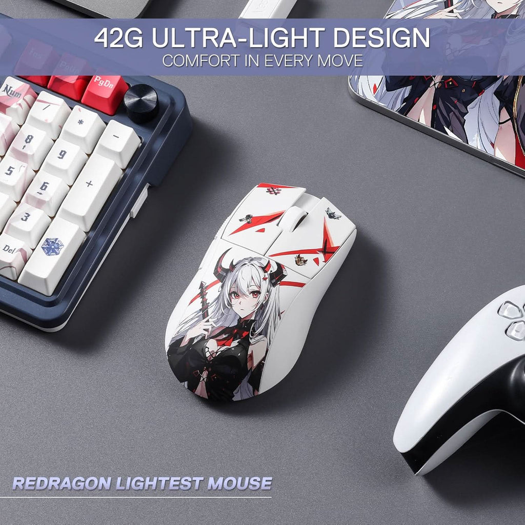 REDRAGON M916 PRO 3-MODE ANIME GAMING MOUSE- WHITE – TechCure India
