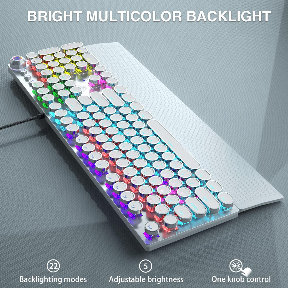 AULA F2088 Full Size Wired Mechanical Gaming Keyboard ( White ) ( Blue Switch ) ( F2088W ) - 2