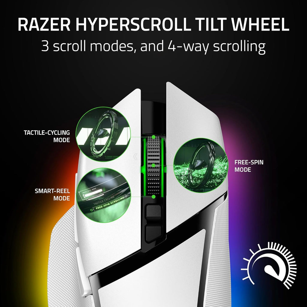 RAZER BASILISK V3 PRO WHITE EDITION - ERGONOMIC WIRELESS GAMING MOUSE RZ01-04620200-R3A1 – TechCure India