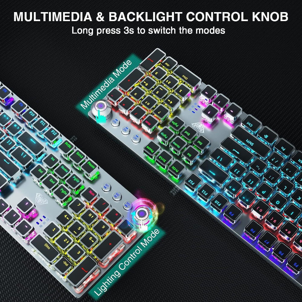 AULA F2088 Full Size Wired Mechanical Gaming keyboard ( Black ) ( Blue Switch ) ( F2088B ) - 3