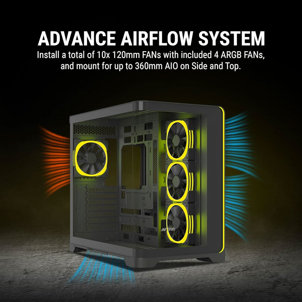 ANT ESPORTS CRYSTAL ARC ARGB ATX MID TOWER CASE BLACK – TechCure India
