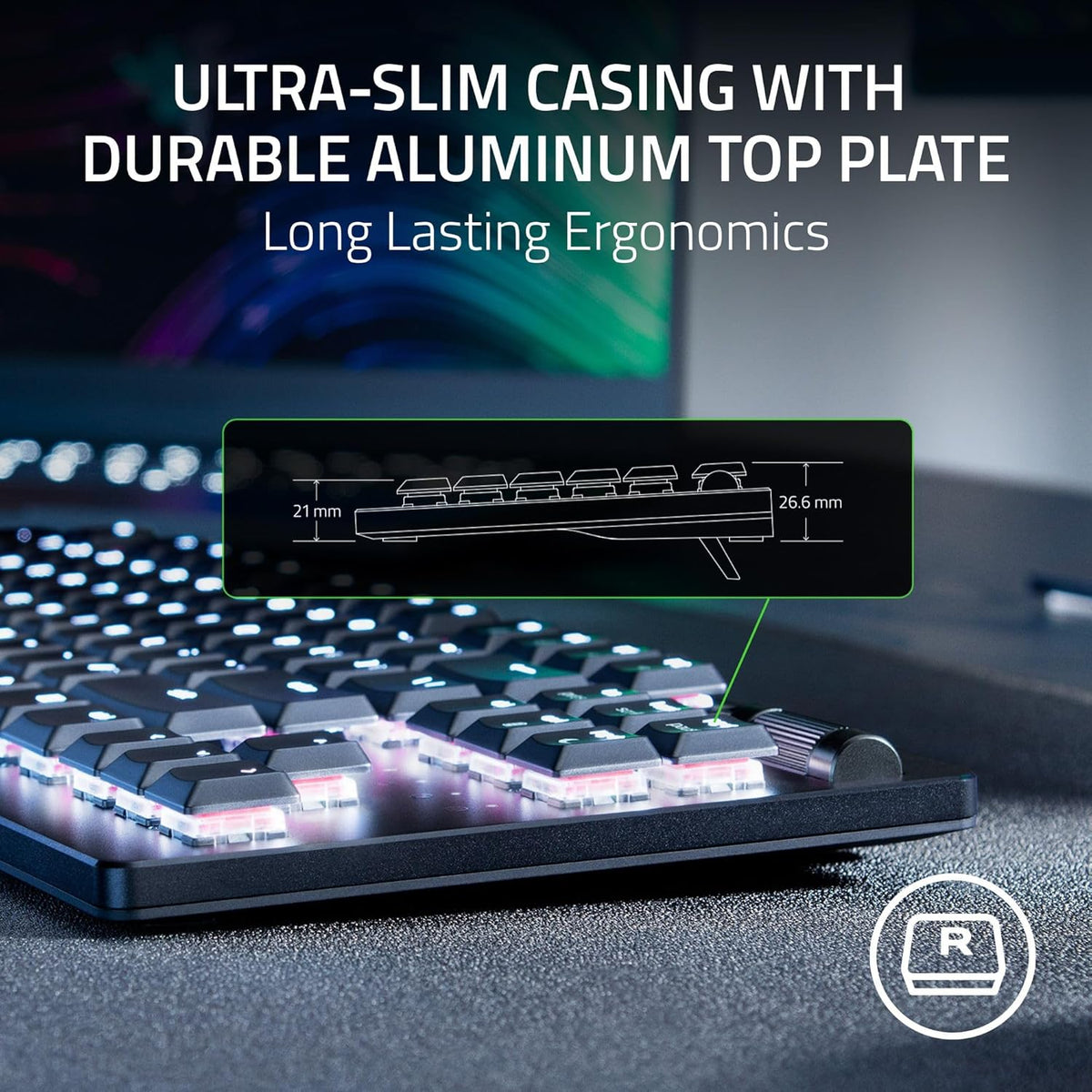 RAZER DEATHSTALKER V2 PRO TENKEYLESS - WIRELESS LOW PROFILE OPTICAL GAMING KEYBOARD (LINEAR RED SWITCH) RZ03-04370100-R3M1 – TechCure India