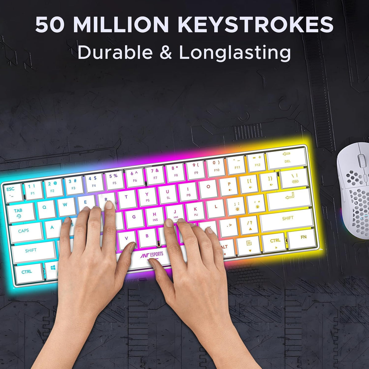 ANT ESPORTS MK1500 MINI WIRELESS GAMING KEYBOARD WHITE – TechCure India