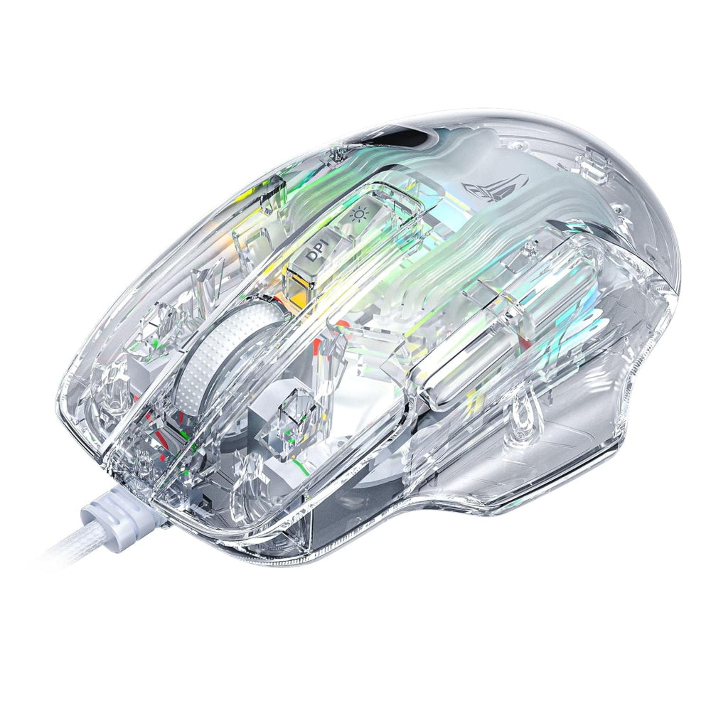 AULA S80 Transparent Wired Ergonomic Gaming Mouse ( White ) ( S80 ) ( 7200DPI/7 Macro Buttons ) - 2