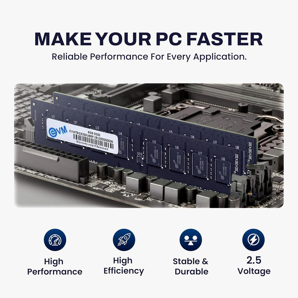 EVM 8GB DDR4 DESKTOP RAM 3200MHZ - (EVMT8G3200U88P) – TechCure India