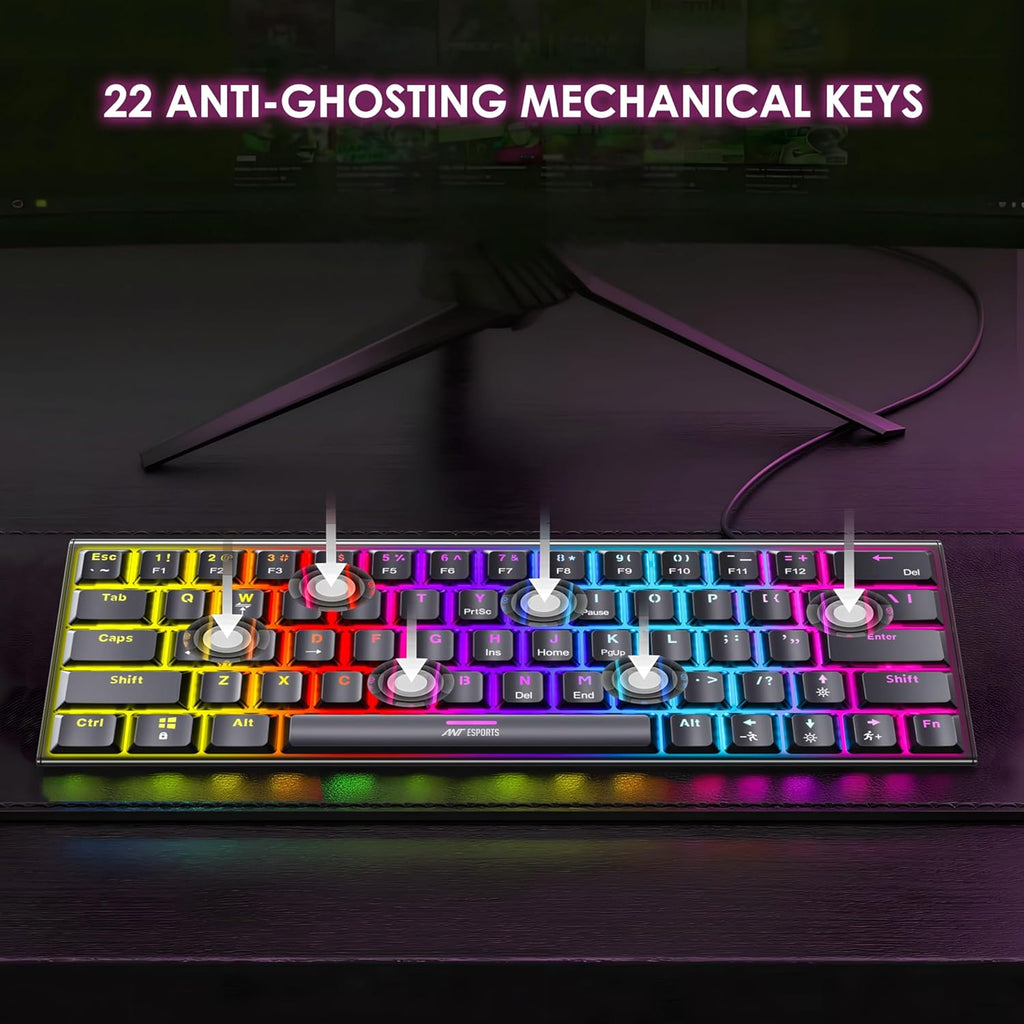 ANT ESPORTS MK1200 MINI 60% RGB MECHANICAL GAMING KEYBOARD – TechCure India