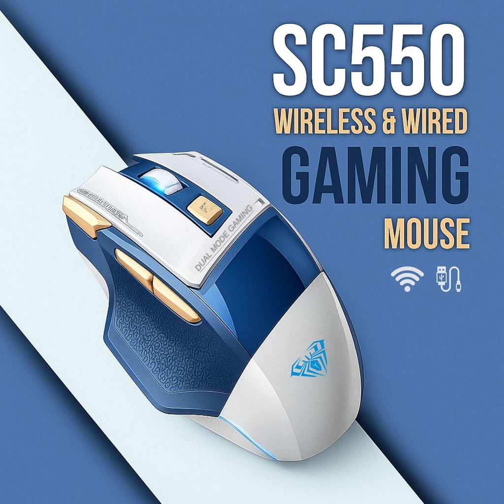 AULA SC550 WIRELESS & WIRED GAMING MOUSE (BLUE) – TechCure India