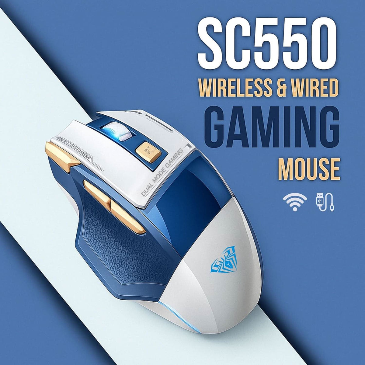 AULA SC550 WIRELESS & WIRED GAMING MOUSE (BLUE) – TechCure India