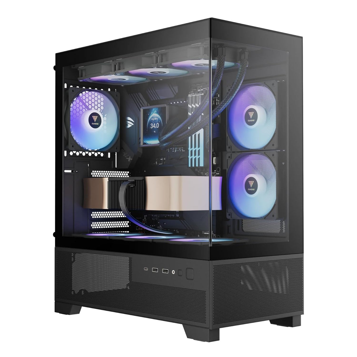 Gamdias Aura GC12 Argb - Panoramic Argb MID-Tower Cabinet – TechCure India