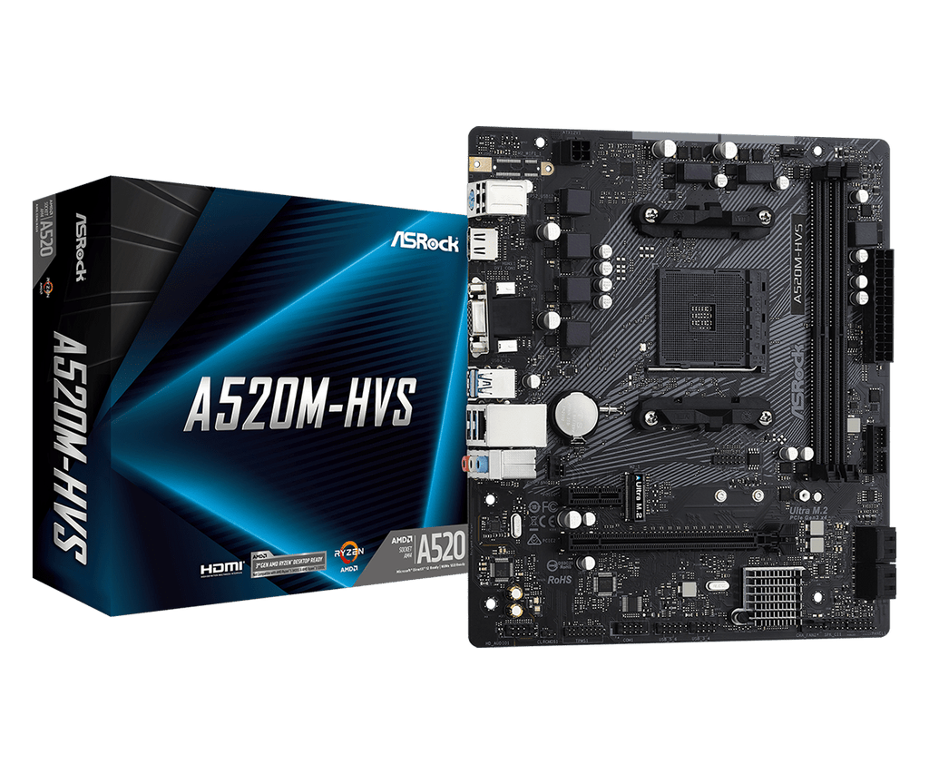 ASRock A520M-HVS AM4 AMD Micro ATX AMD Motherboard – TechCure India