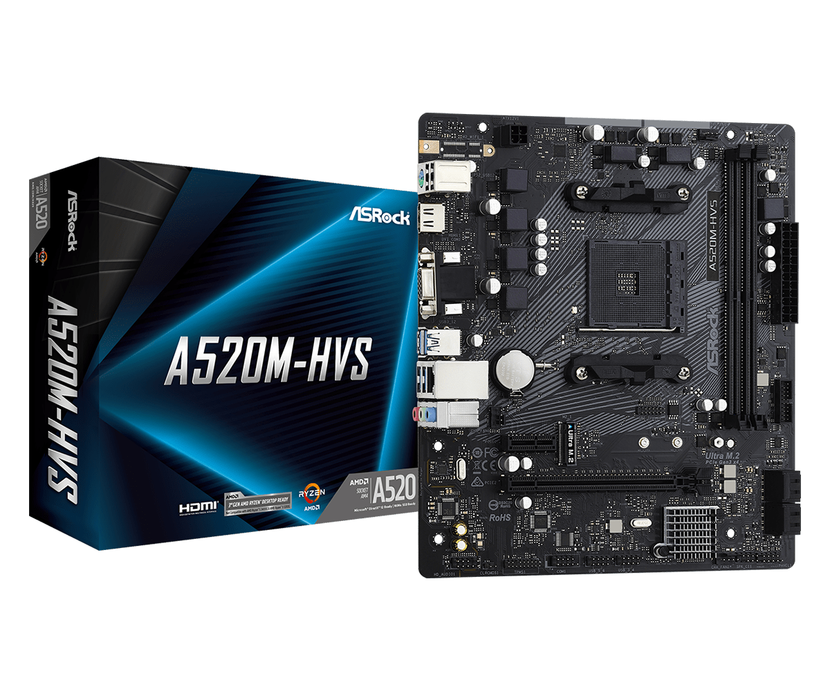 ASRock A520M-HVS AM4 AMD Micro ATX AMD Motherboard – TechCure India