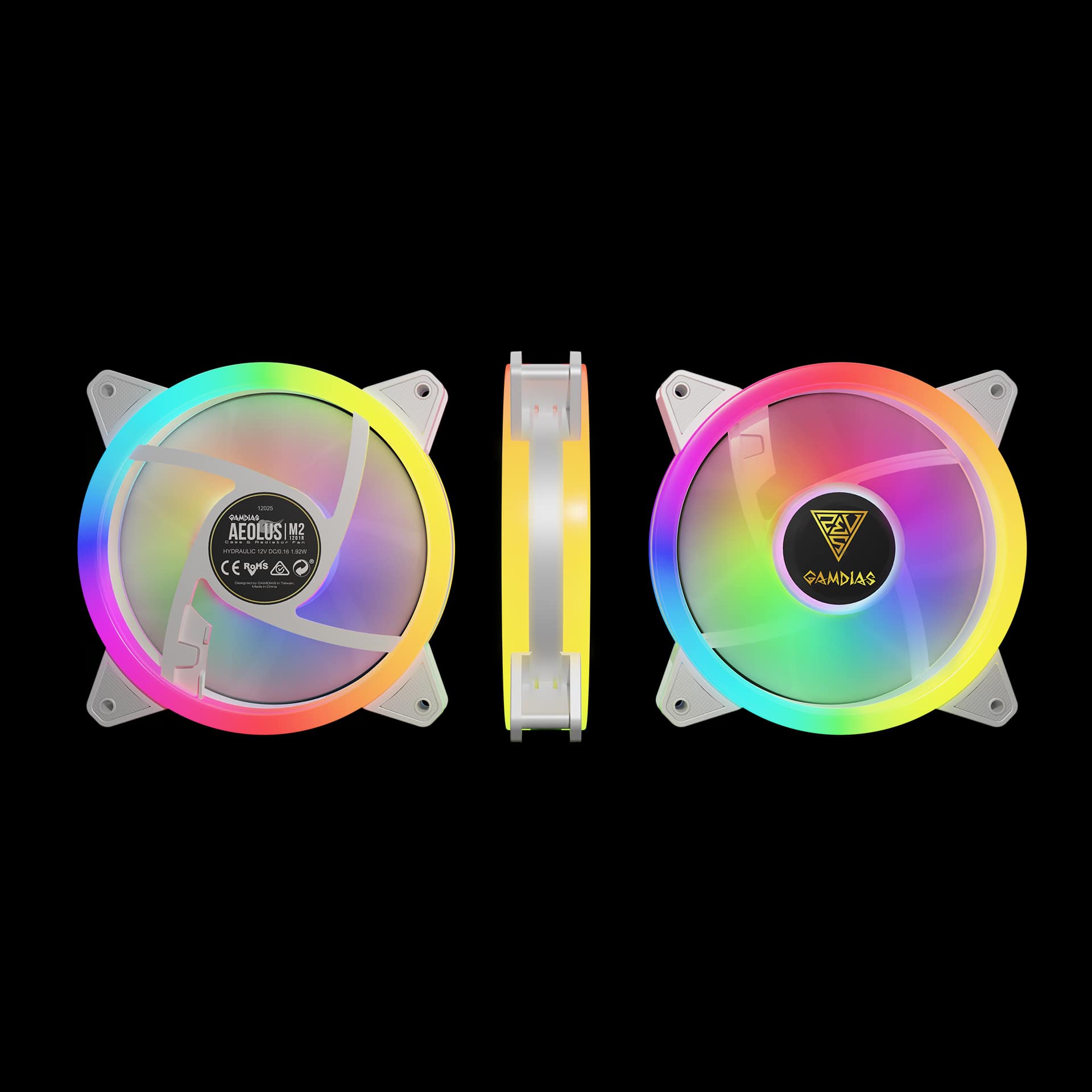 GAMDIAS AEOLUS M2-1204R ARGB Fan Kit ( White ) - 2