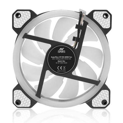 ANT ESPORTS SuperFlow V2 1200RPM 120mm Auto RGB Cabinet Fan (Black) (Single Pack) - 3