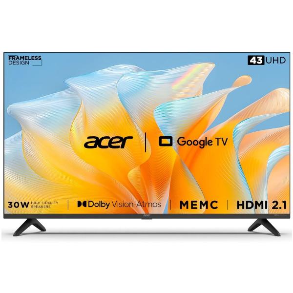 Acer 109 cm (43 inches) Advanced I Series 4K Ultra HD Smart LED Google TV, AR43GR2851UDFL (Black) – TechCure India