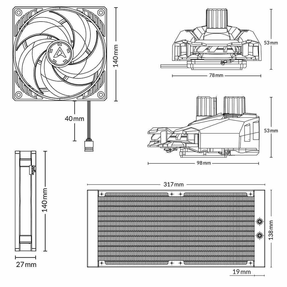 ARCTIC Liquid Freezer II 280 Multi Compatible 280mm CPU Liquid Cooler (Black) ( Liquid Freezer 2 ) - 5