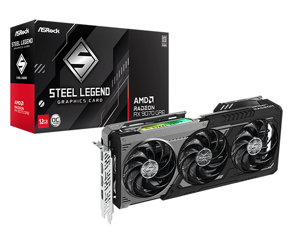 ASRock Radeon RX 9070 GRE Steel Legend Dark 12GB OC Graphics Card – TechCure India
