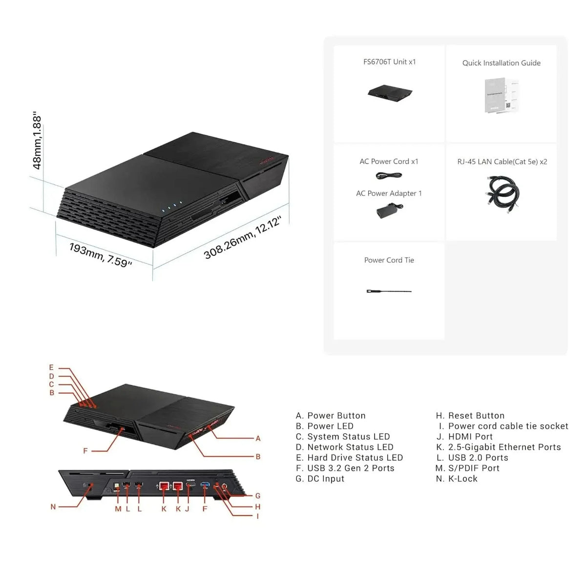 ASUSTOR FS6712X 12-Bay NAS | 10GbE, 4GB DDR4, Energy-Efficient NVMe Storage Server – TechCure India