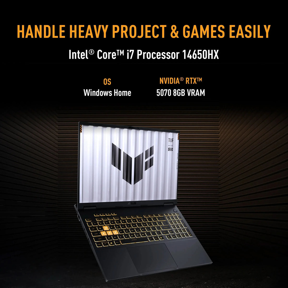 ASUS TUF Gaming F16 FX608JPR-QT073WS, Intel Core i7 14650HX, RTX 5070 GPU, 16GB RAM, 1TB SSD, 16 inch 2.5K Resolution, Windows 11 Home, Office Home 2024, M365 Basic-1 Year Validity, Gaming Laptop – TechCure India