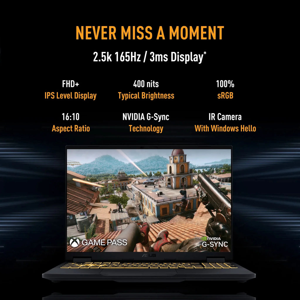 ASUS TUF Gaming F16 FX608JPR-QT073WS, Intel Core i7 14650HX, RTX 5070 GPU, 16GB RAM, 1TB SSD, 16 inch 2.5K Resolution, Windows 11 Home, Office Home 2024, M365 Basic-1 Year Validity, Gaming Laptop – TechCure India