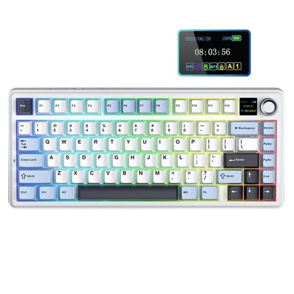 AULA F75 Max Wireless 3 in 1 Mechanical Gaming Keyboard Ice Blue, Reaper Switch – TechCure India