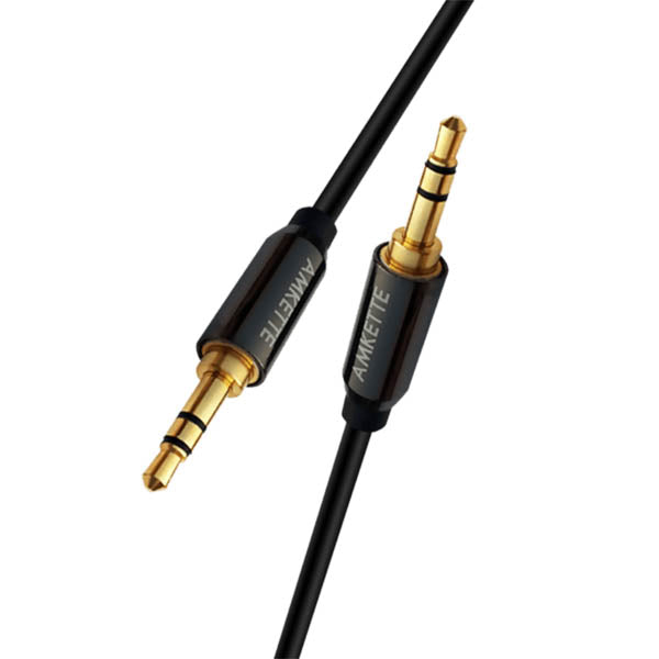 Amkette Aux Premium Audio Cable 1.2 Meter (Black) – TechCure India