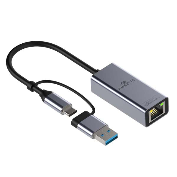 Amkette Super-Speed USB 3.0 + Type-C to RJ45 Gigabit Ethernet Adapter – TechCure India