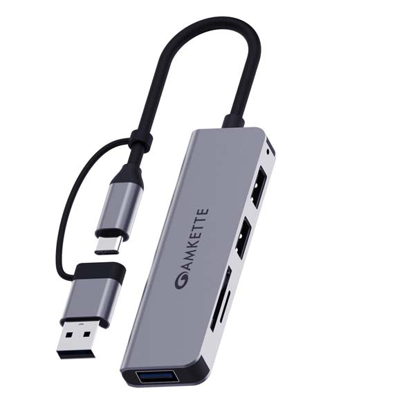 Amkette Type A+C 5 in 1 USB 3.0 Hub - (Grey) – TechCure India