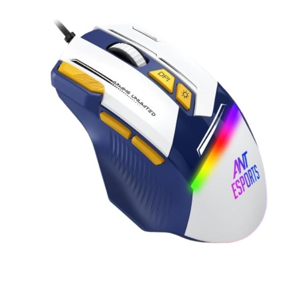 Ant Esports GM333 12800DPI RGB Wired Gaming Mouse Blue/White/Yellow – TechCure India