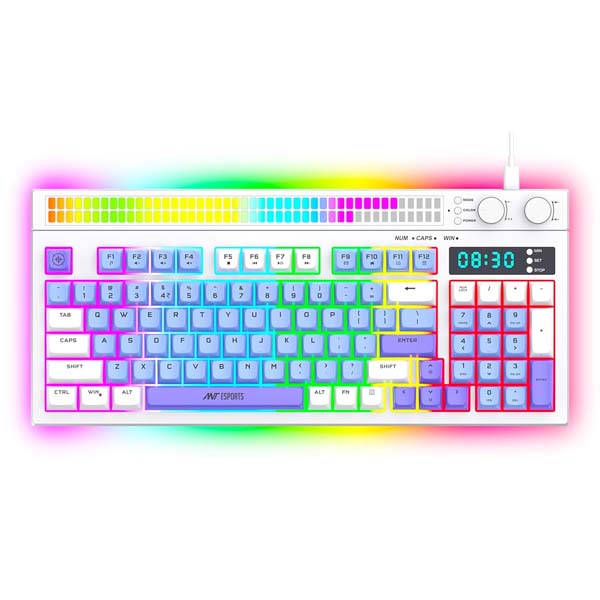 Ant Esports MK1900 RGB Wired Gaming Keyboard with Volume Knob & Alarm Clock (White) – TechCure India