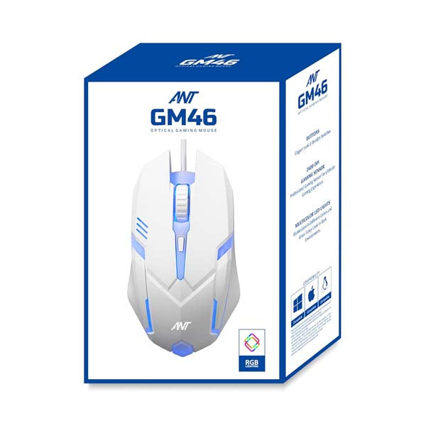 Ant GM46 Wired Optical Gaming Mouse (White) – TechCure India